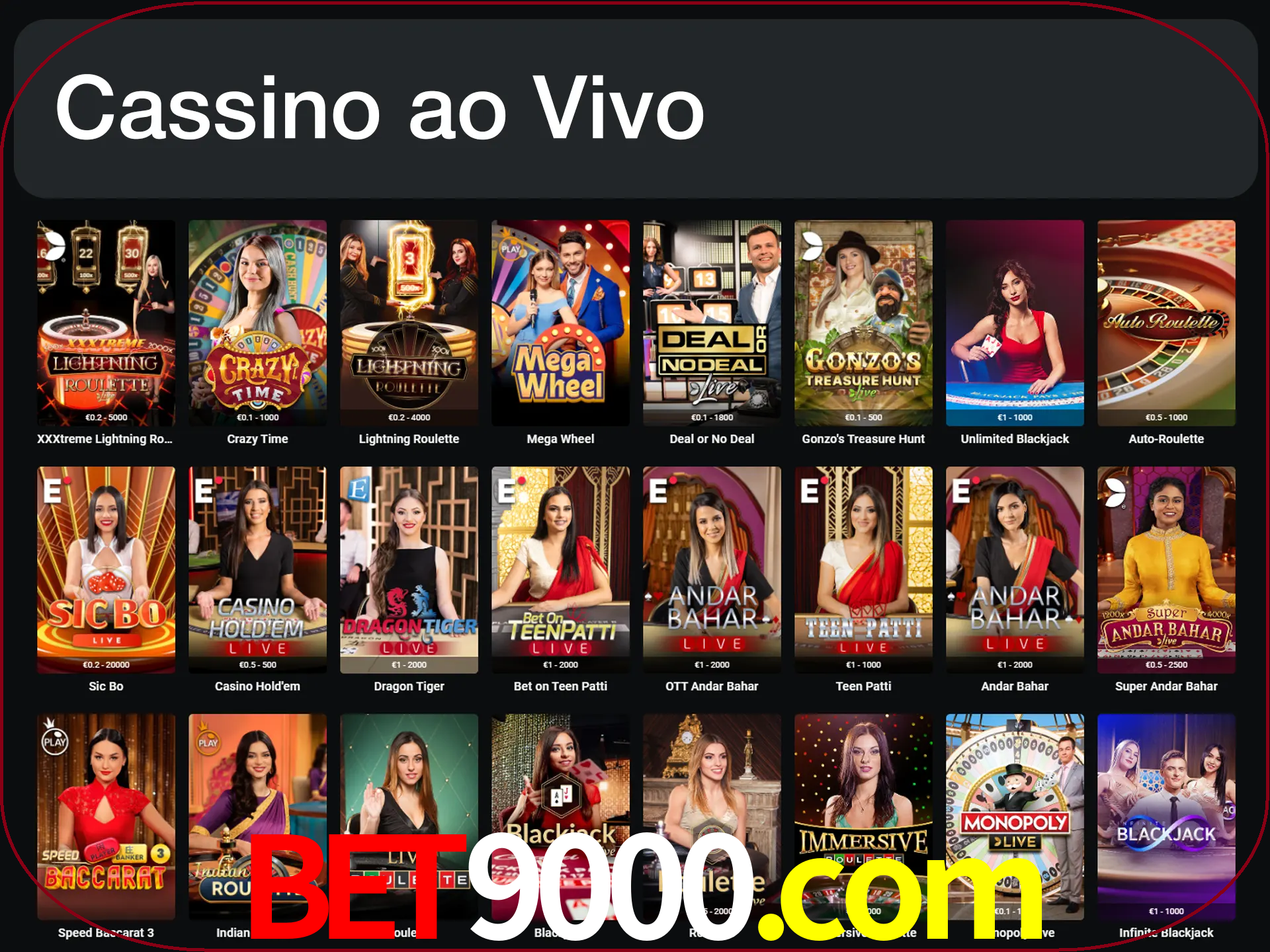 Jogue jogos de cassino com um verdadeiro dealer.