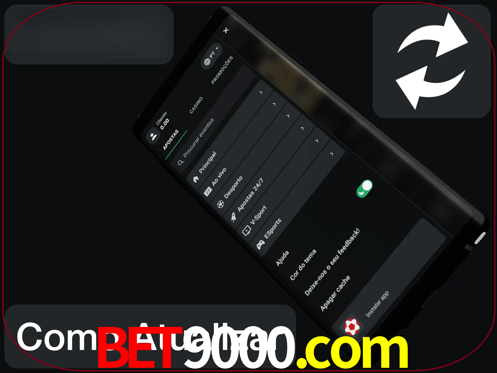 O aplicativo é atualizado automaticamente quando você faz o login.