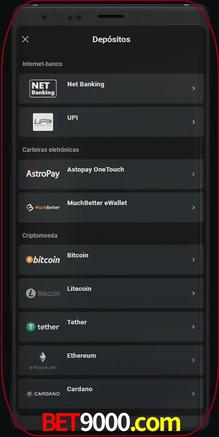 Você pode usar métodos alternativos de depósito.